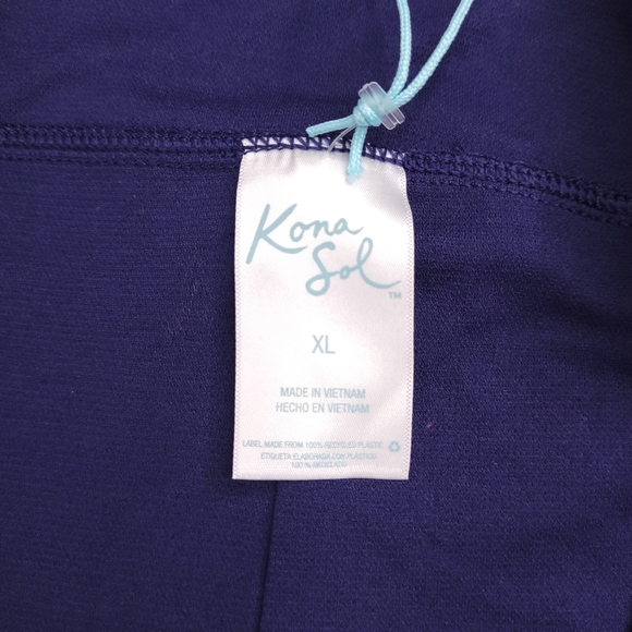 Kona Sol Navy Blue High Coverage Boyshorts L - Picture 6 of 8